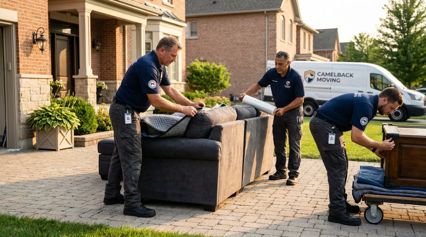 Large estate moving crew wrapping furniture in Afton, MN
